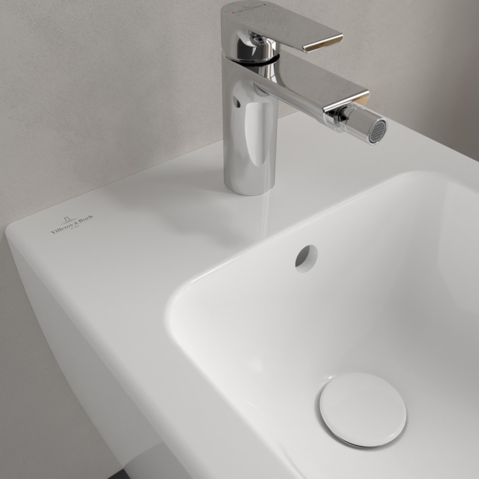 Villeroy&Boch Subway 2.0, Биде напольное, с отверстием для смесителя, с переливом, 37x56см, с антигрязевым покрытием CeramicPlus, цвет: белый