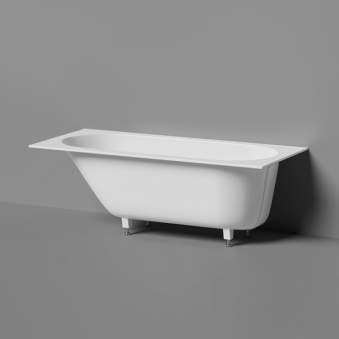 Salini Lofo Kit Ванна 168.8x74.2x59см, встраиваемая, Solid Surface, с донным клапаном, сифоном, ножками, слив-переливом, цвет: белый матовый