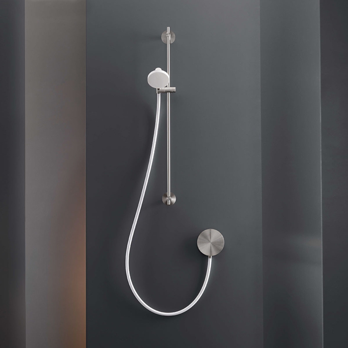 CEA Design CIRCLE Смеситель для ванны/душа, настенный, с ручным душем, Delrin®, цвет: нержавеющая сталь/белый