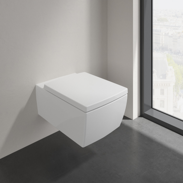 Villeroy&Boch Memento 2.0 Унитаз 37.5х56х34.5см., подвесной, безободковый, с сиденьем, цвет: альпийский белый