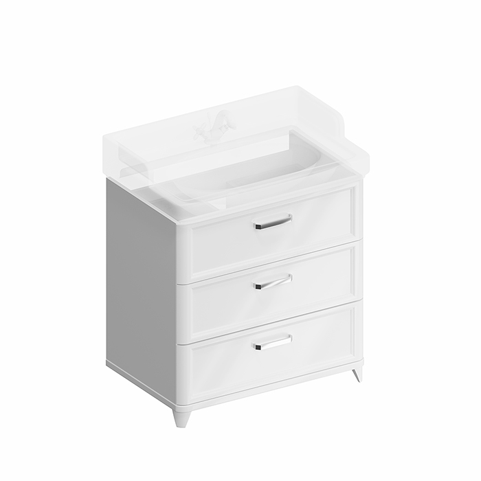 Kerama Marazzi Pompei Тумба 80см., напольная, 3 ящика, цвет: белый глянцевый