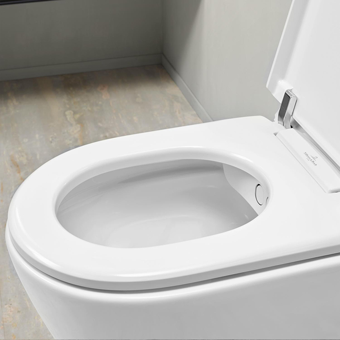 Villeroy&Boch ViClean Унитаз-биде 38.5x59.5x40см., подвесной, электронный, с антигрязевым покрытием CeramicPlus, цвет: альпийский белый