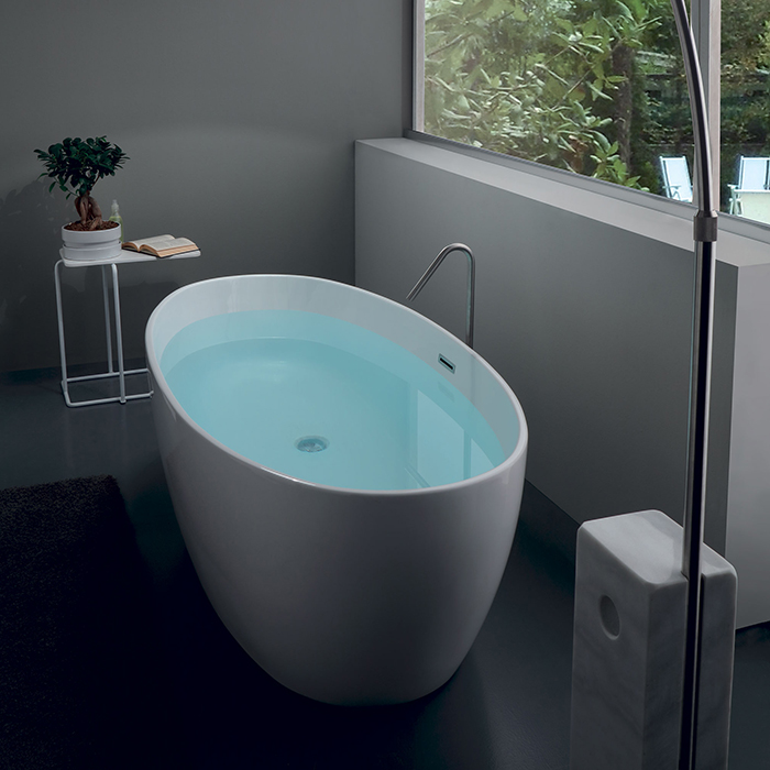 Kerasan Flo Ванна 170x82x58см., отдельностоящая, акриловая, в комплекте со сливом Clic-clac, цвет: белый