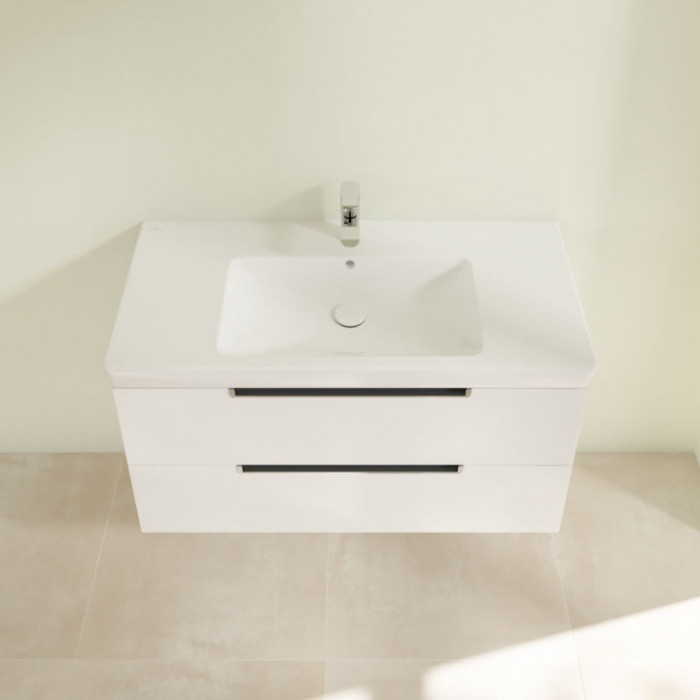 Villeroy&Boch Subway 2.0, Тумба под раковину, размер 98.7x52x44.9см., подвесная, с антигрязевым покрытием CeramicPlus, цвет: белый