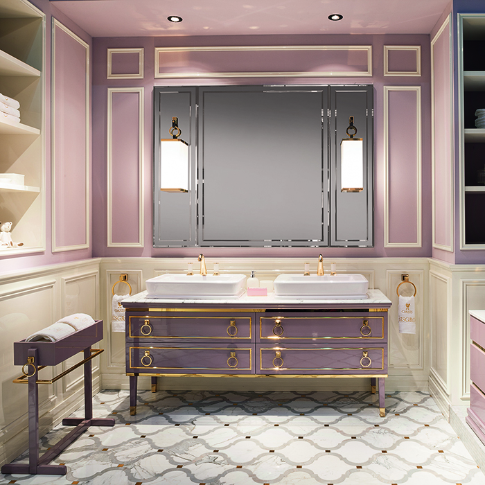 OASIS Murano Бра настенное 110x110x690 мм., светодиодная подсветка, стекло сатинированное, фурнитура золото