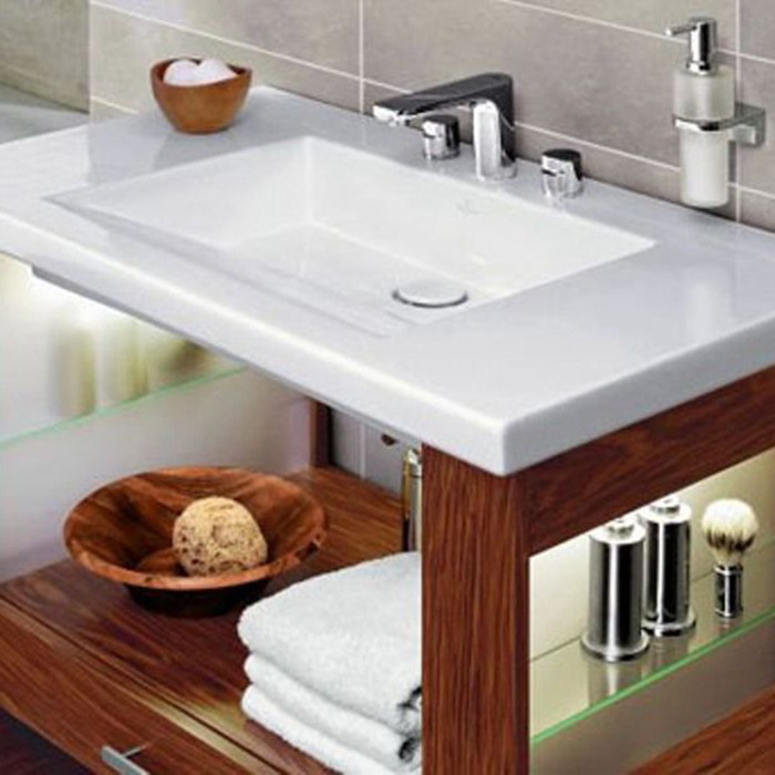 Villeroy&Boch Metric Art Раковина 100х55 см, 1 отв., прямоугольная, без перелива, с антигрязевым покрытием CeramicPlus, цвет: белый