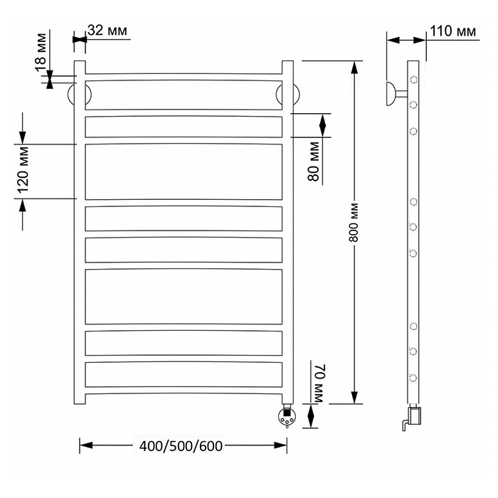 Secado Триада 3 Полотенцесушитель 50x80 см, электрический, цвет: бронза