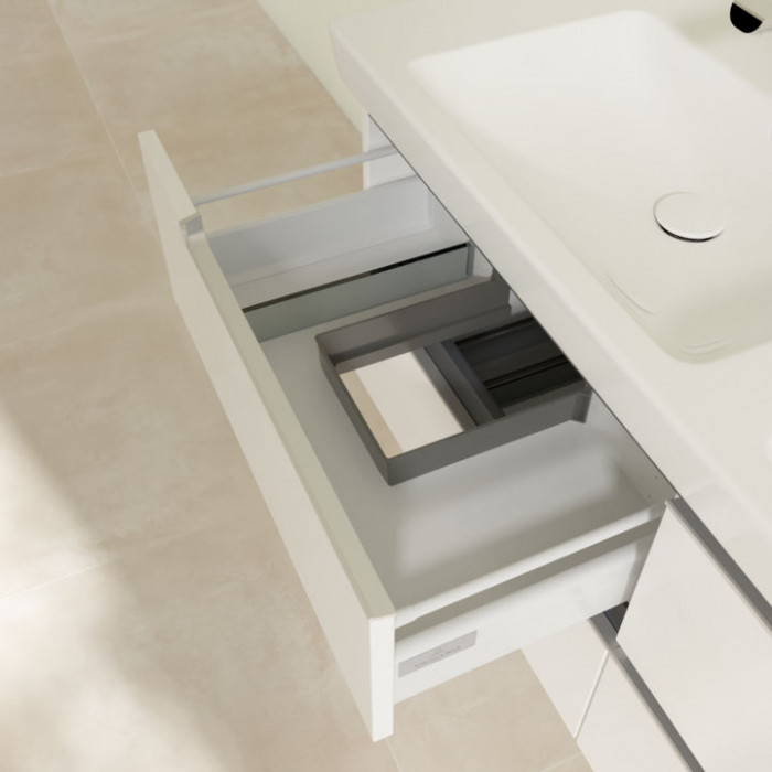 Villeroy&Boch Subway 2.0, Тумба подвесная под двойную раковину, 128.7х52х49см, цвет: белый