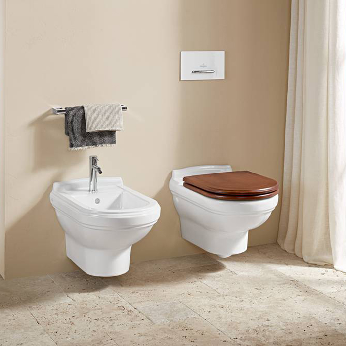 Villeroy Boch Hommage, Унитаз навесной, горизонтальный выпуск, размер 37x60см, с антигрязевым покрытием CeramicPlus, цвет: белый