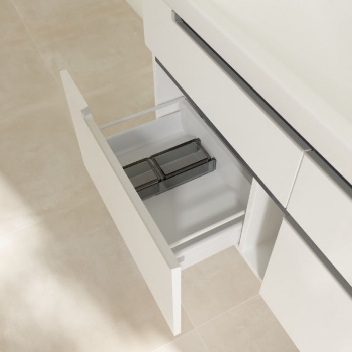 Villeroy&Boch Subway 2.0, Тумба подвесная под раковину, 1 контейнер для аксессуаров L,  выдвижных отделения, 128.7x42x44.9см., цвет: белый
