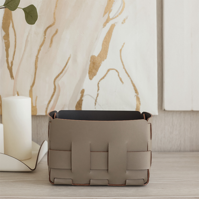 ADJ Корзинка Mini Bottega, 12x19xH13 см., цвет: капучино/шоколад