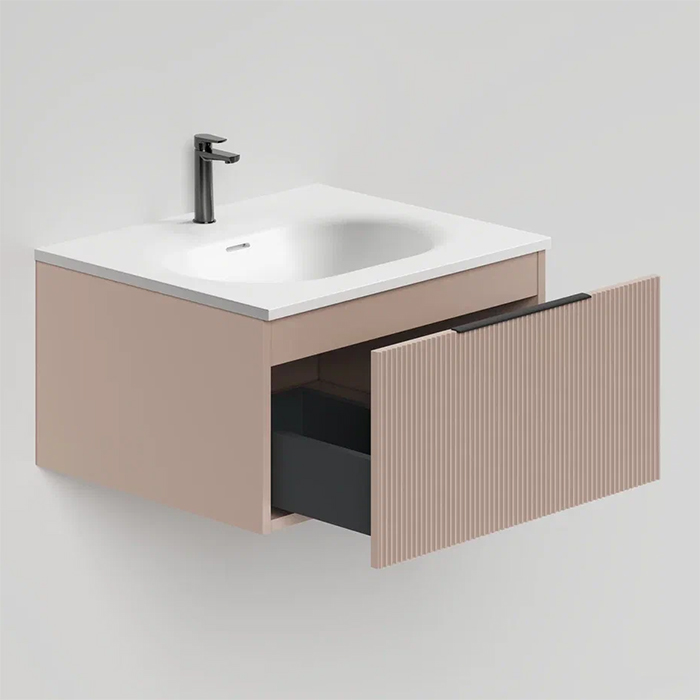 Salini Touch Тумба 60х50х32см., подвесная, с раковиной, 1 ящик, верт. фрез., цвет: Taupe