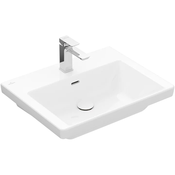 Villeroy&Boch Subway 3.0 Раковина 60х47х16.5см., 1 отв., подвесная, с антигрязевым покрытием CeramicPlus, с переливом, цвет: альпийский белый