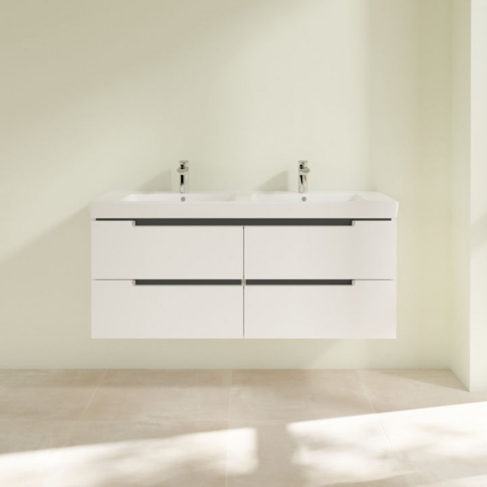 Villeroy&Boch Subway 2.0, Тумба подвесная под двойную раковину, 128.7х52х49см, цвет: белый