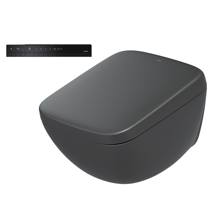 TOTO Neorest WX1 Комплект: унитаз подвесной 66x45см., сиденье, инсталляция, клавиша смыва, Cefiontect, Rimless, цвет: черный матовый
