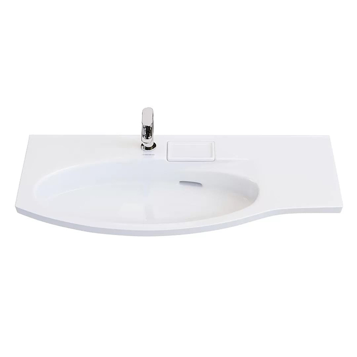 Kerama Marazzi Riva Раковина 100.7х48х15см., накладная, мебельная, с крепежом, левая, 1 отв., с переливом, цвет: белый глянцевый