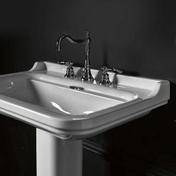 Kerasan Waldorf Раковина 80x55 см, 1 отв., керамическая, с пьедесталом, цвет: белый/хром