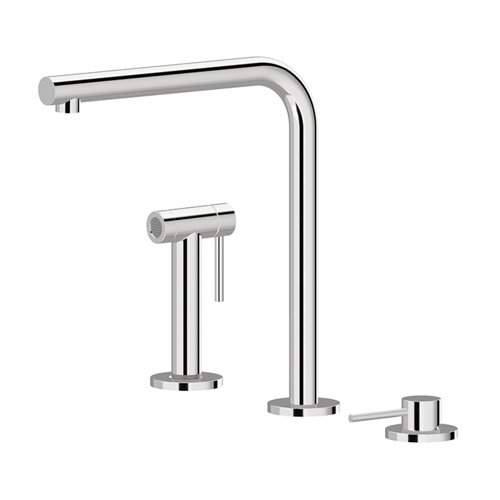 Newform N21 Смеситель для кухни, 3 отв., с ручным душем, цвет: Brushed nickel