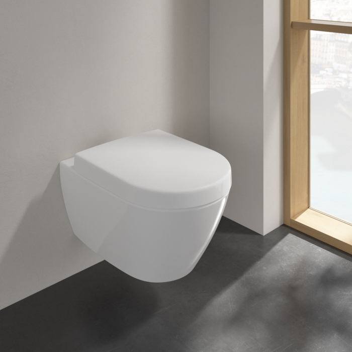Villeroy&Boch Subway 2.0, Унитаз подвесной, с открытым смывным краем Compact, DirectFlush, ViFresh, горизонтальный выпуск, не подходит для установки со смывными кранами, 37x56см, цвет: белый