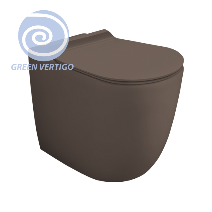 Simas Vignoni Унитаз 56x36.5см., напольный, безободковый, слив универсальный, GREEN VERTIGO, цвет: moka matt