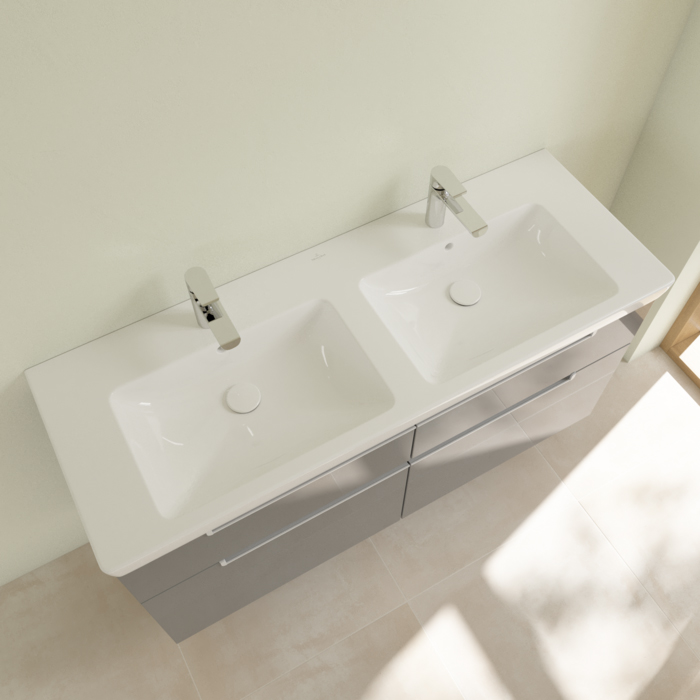 Villeroy&Boch Subway 2.0 Раковина 130х47 см, 2 отв., двойная, с переливом, цвет: белый
