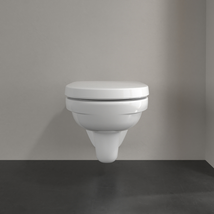 Villeroy&Boch O.novo Унитаз 56x36см., подвесной, безободковый, с гориз. выпуском, с сиденьем микролифт, цвет: альпийский белый