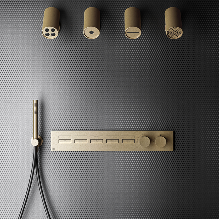Gessi Hi-Fi Термостат для душа, с включением до 5 источников одновременно, цвет: Warm bronze brushed PVD