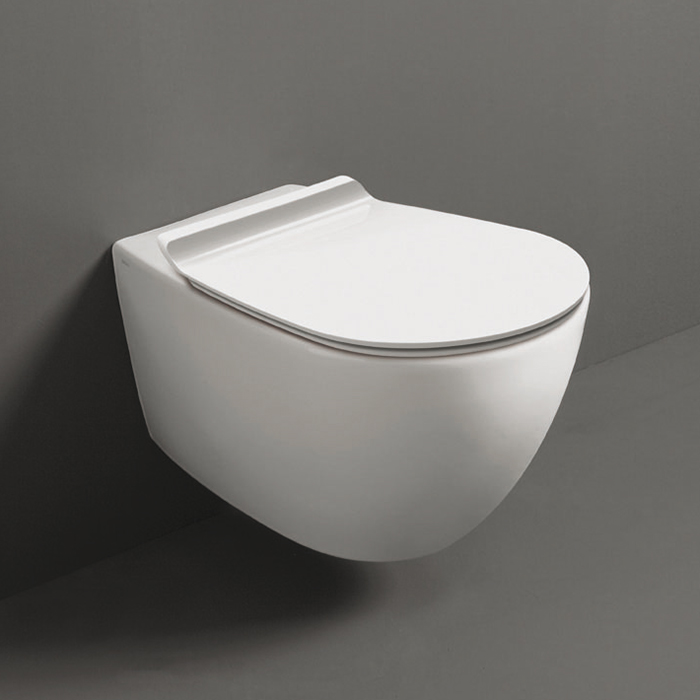 Simas Vignoni Унитаз 56x36.5см., подвесной, безободковый, GREEN VERTIGO, цвет: белый матовый