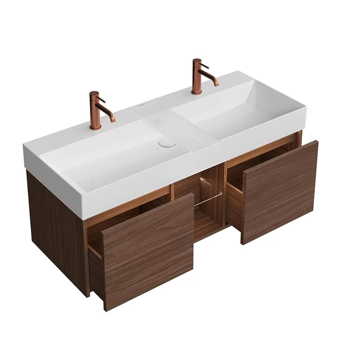 Kerama Marazzi Grande Тумба 120х47х37.3см., подвесная, 2 ящика, открытая зона, цвет: структурированный орех