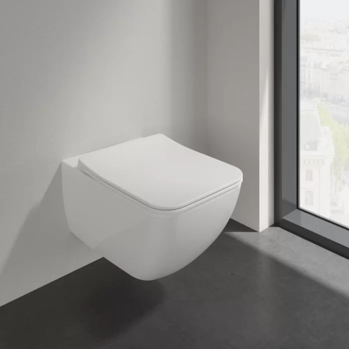 Villeroy&Boch Venticello Сиденье с крышкой для унитаза, с микролифтом, нерж. сталь, SlimSeat LINE, цвет: альпийский белый