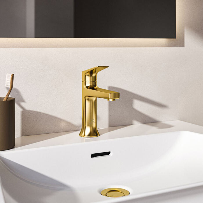 Ideal Standard La Dolce Vita Смеситель для раковины, на 1 отв., с донным клапаном, цвет: PVD Brushed Gold (Шлифованное Золото)