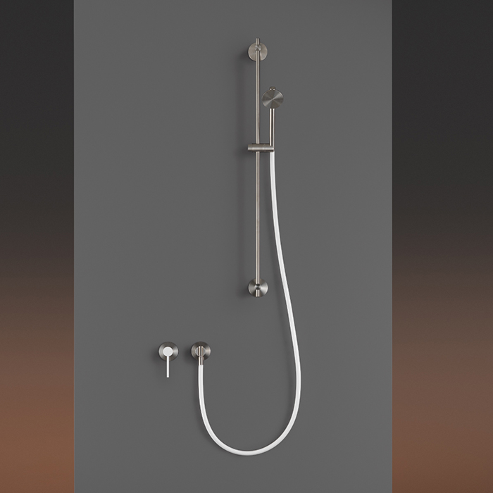CEA Design FREE IDEAS Ручной душ, с держателем и шланговым подсоединением, цвет: нержавеющая сталь/белый