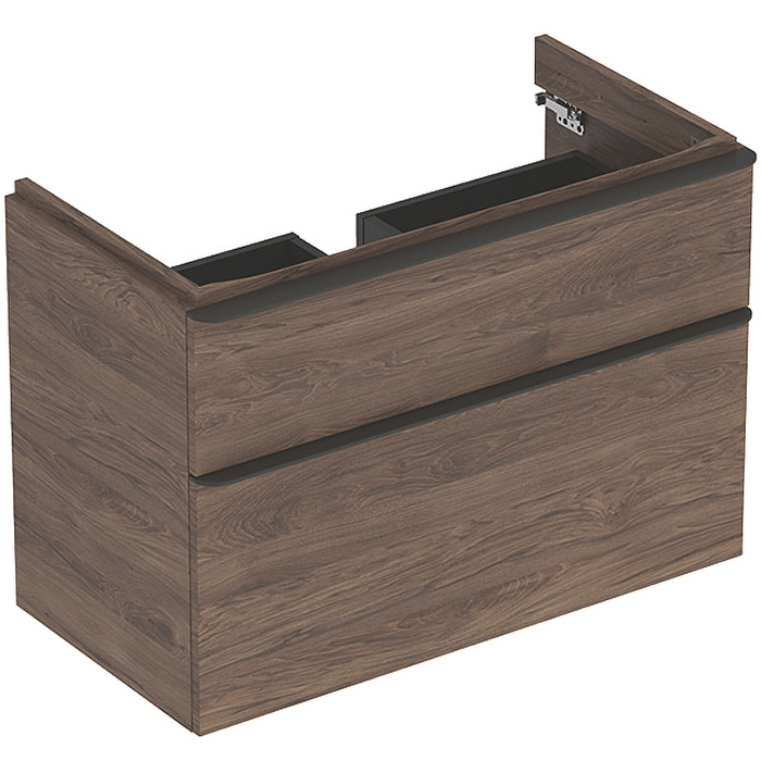 Geberit Smyle Square Тумба с раковиной 90х61.7см., подвесная, с 2мя выдв. ящиками, цвет: пекан