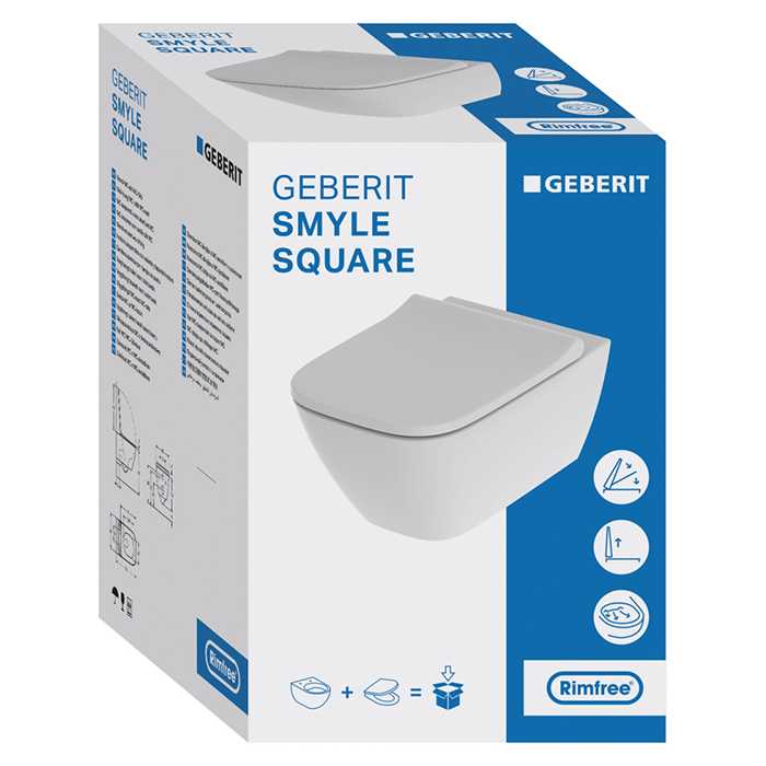 Geberit Smyle Square Унитаз 35х54см., подвесной, безободковый, с крышкой-сиденьем и микролифтом, цвет: белый