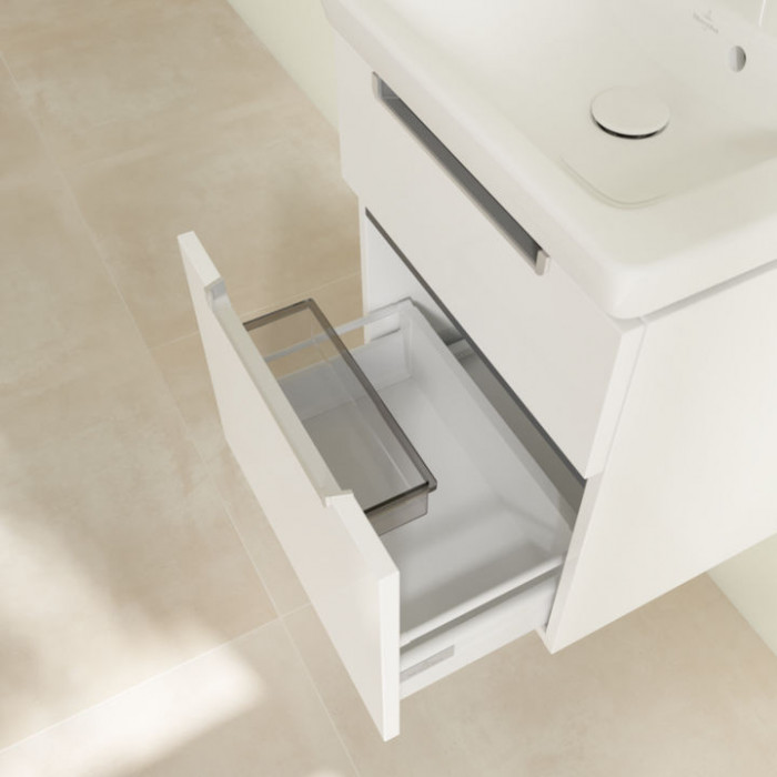 Villeroy&Boch Subway 2.0, Тумба подвесная под раковину, 1 контейнер для аксессуаров L, 2 выдвижных отделения, 48.5x 59x38см.,