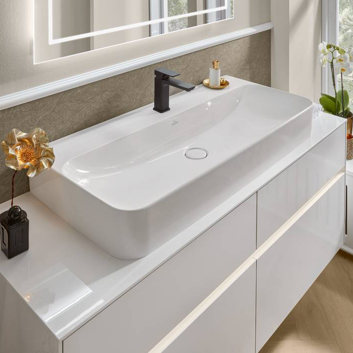 Villeroy&Boch Finion Раковина 100х47 см, 1 отв., с переливом, с антигрязевым покрытием CeramicPlus, цвет: белый