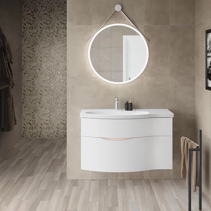Kerama Marazzi Riva Раковина 100.7х48х15см., накладная, мебельная, с крепежом, левая, 1 отв., с переливом, цвет: белый глянцевый