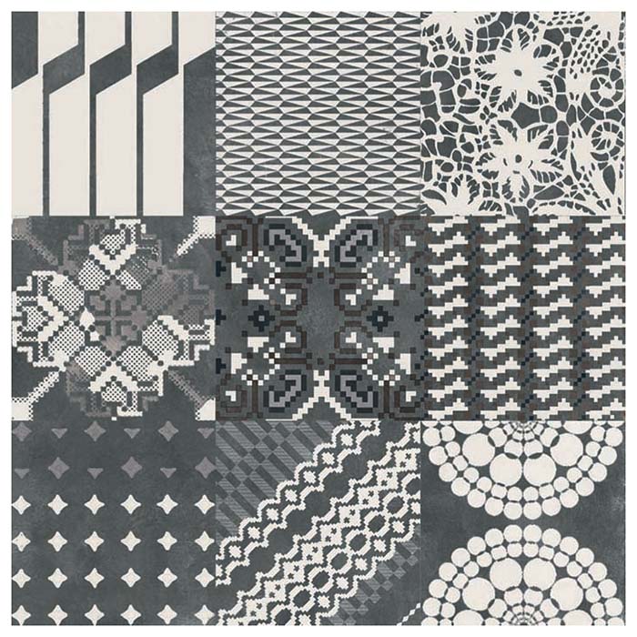 Mutina Azulej Керамогранит 20x20см, универсальный, глазурованный, цвет: mix nero