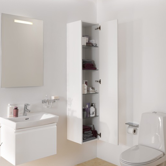 Laufen Pro S Высокий шкаф 350x335x1650 мм, 1 дверца, петли справа, 4 стеклянные полки, цвет: белый матовый