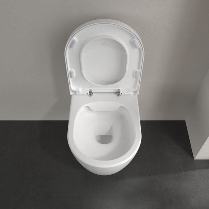 Villeroy&Boch Avento Унитаз 37x31см., подвесной, безободковый, с гориз. выпуском, с сиденьем микролифт, цвет: альпийский белый