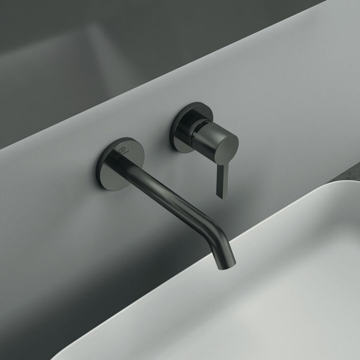 Ideal Standard Joy Смеситель для раковины, встраиваемый, излив: 18см., для монтажа с комплектом №1 A1313NU, цвет: PVD Magnetic Grey