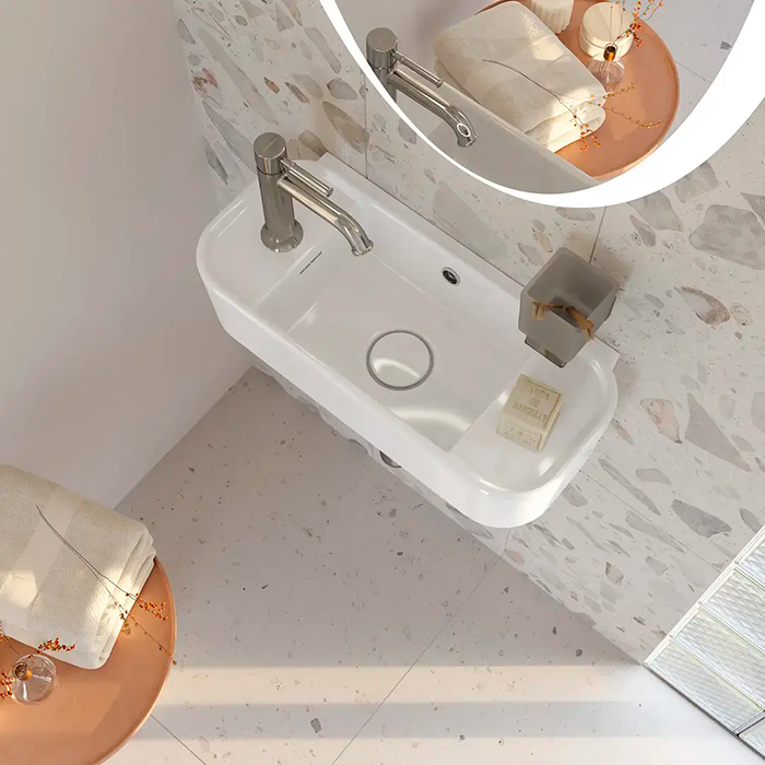 Kerama Marazzi Elegance Раковина 51x23см., подвесная, 1 отв., левосторонняя, цвет: белый глянцевый