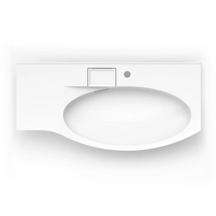 Kerama Marazzi Riva Раковина 100.7х48х15см., накладная, мебельная, с крепежом, правая, 1 отв., с переливом, цвет: белый глянцевый