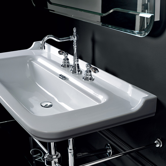 Kerasan Waldorf Раковина 100x55 см, 1 отв., керамическая, цвет: белый/бронза