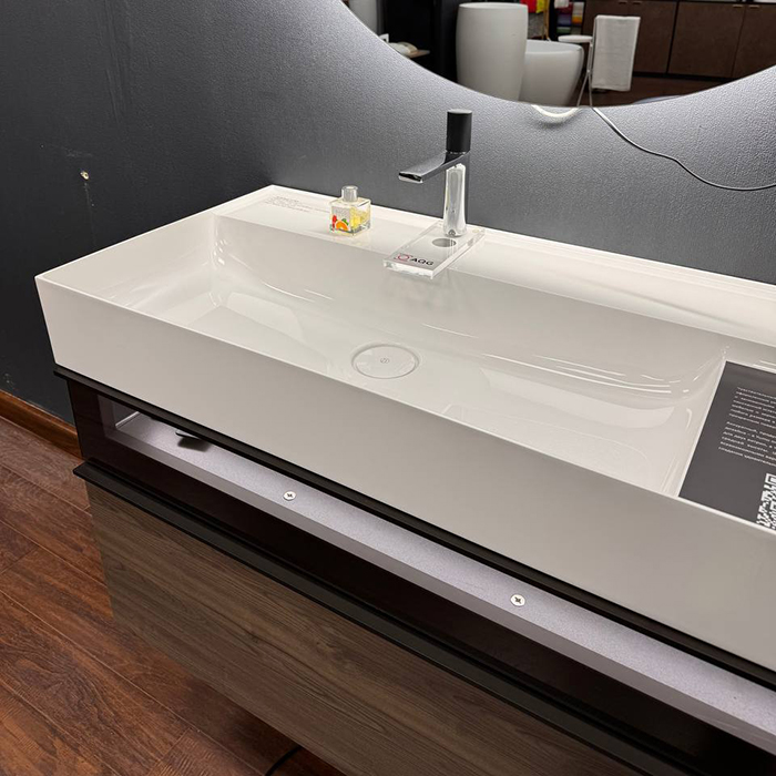 Burgbad Yumo Комплект мебели: тумба подвесная 101x47x48см, раковина, шкаф 40x15x176см, цвет: Marone truffle decor