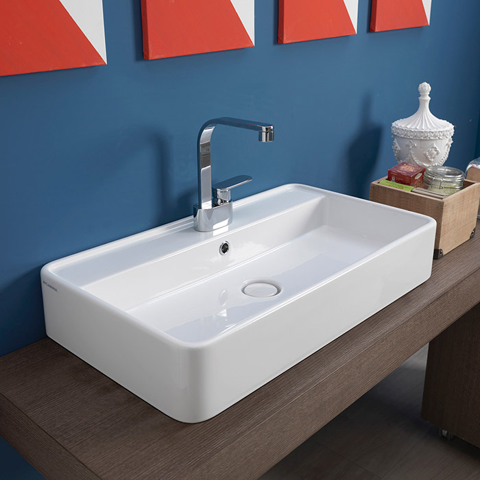 Flaminia Miniwash Раковина 75x42x13 см, 1 отв., накладная, цвет: белый