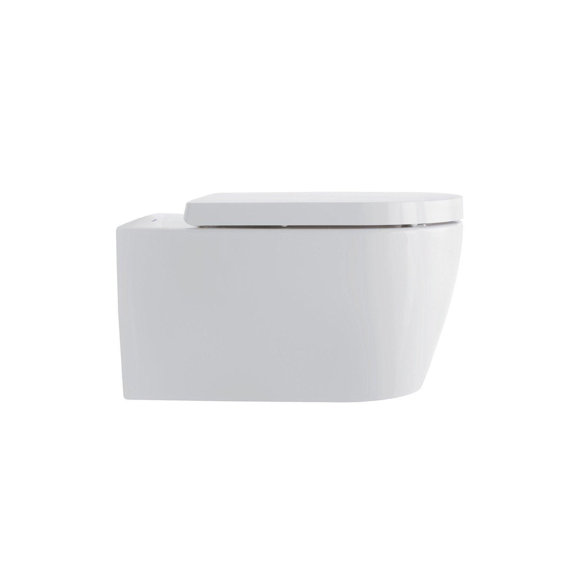 Duravit Me by Starck Комплект: подвесной унитаз 56x37см, Rimless 252909+ сиденье с мягким закрыванием 002009, цвет: белый