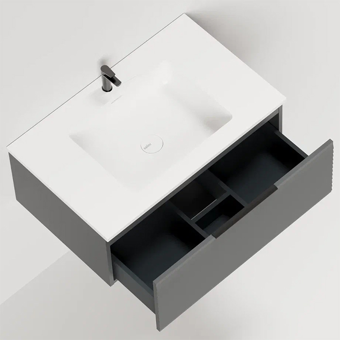 Salini Touch Тумба 80x50x32см., подвесная, с раковиной, 1 ящик, гор. фрез., цвет: Anthracite