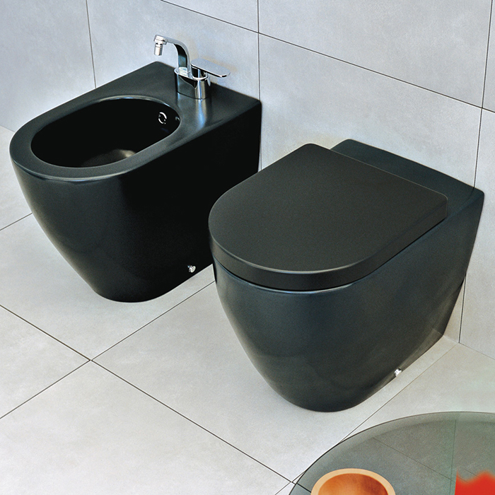 Flaminia Link Plus Унитаз напольный 56x36xh42см, с универсальным выпуском, с системой goclean®, цвет: черный глянцевый