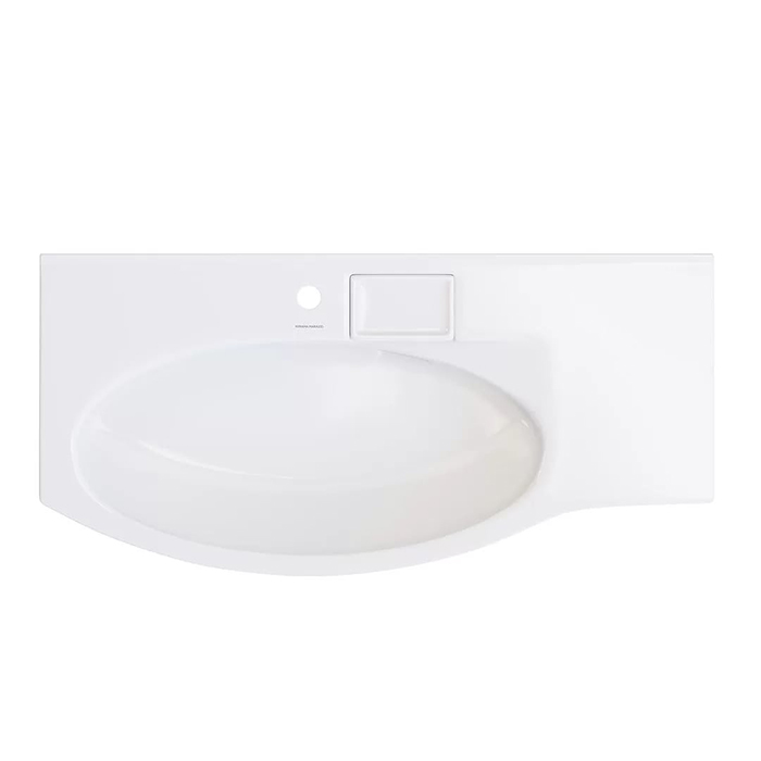 Kerama Marazzi Riva Раковина 100.7х48х15см., накладная, мебельная, с крепежом, левая, 1 отв., с переливом, цвет: белый глянцевый